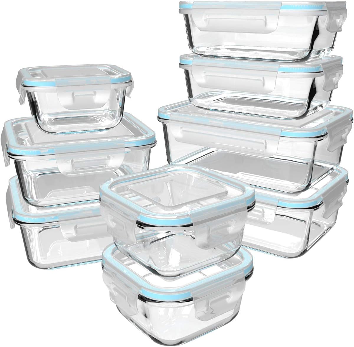 Meal Prep Glass - 18-Piece Glass Food Storage Containers with
