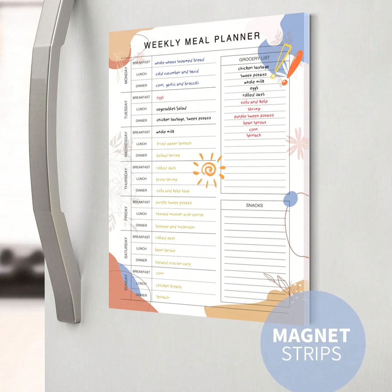 Meal Prep Book - Weekly Meal Planner Pad for Fridge,