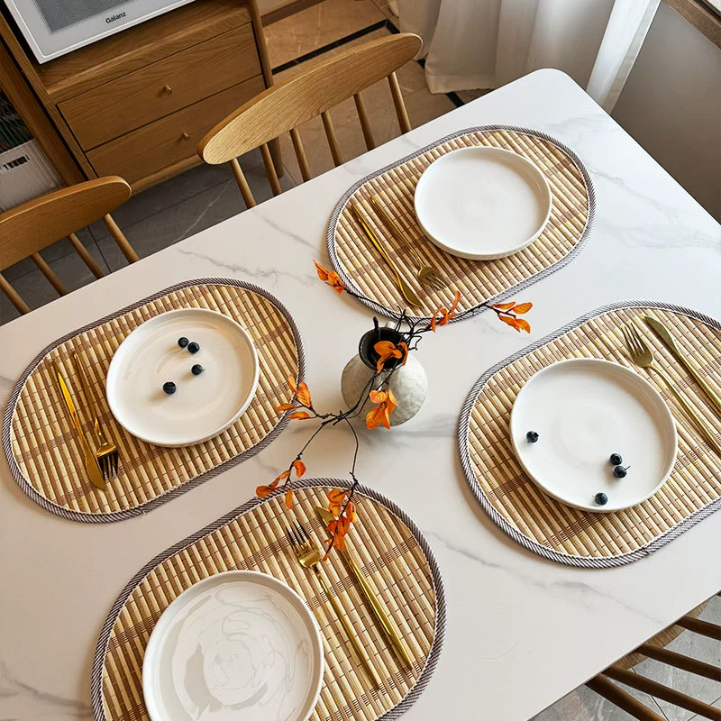 Food Prep Mat - 1/6/10pcs Natural Bamboo Placemats, Rustic Anti-Slip