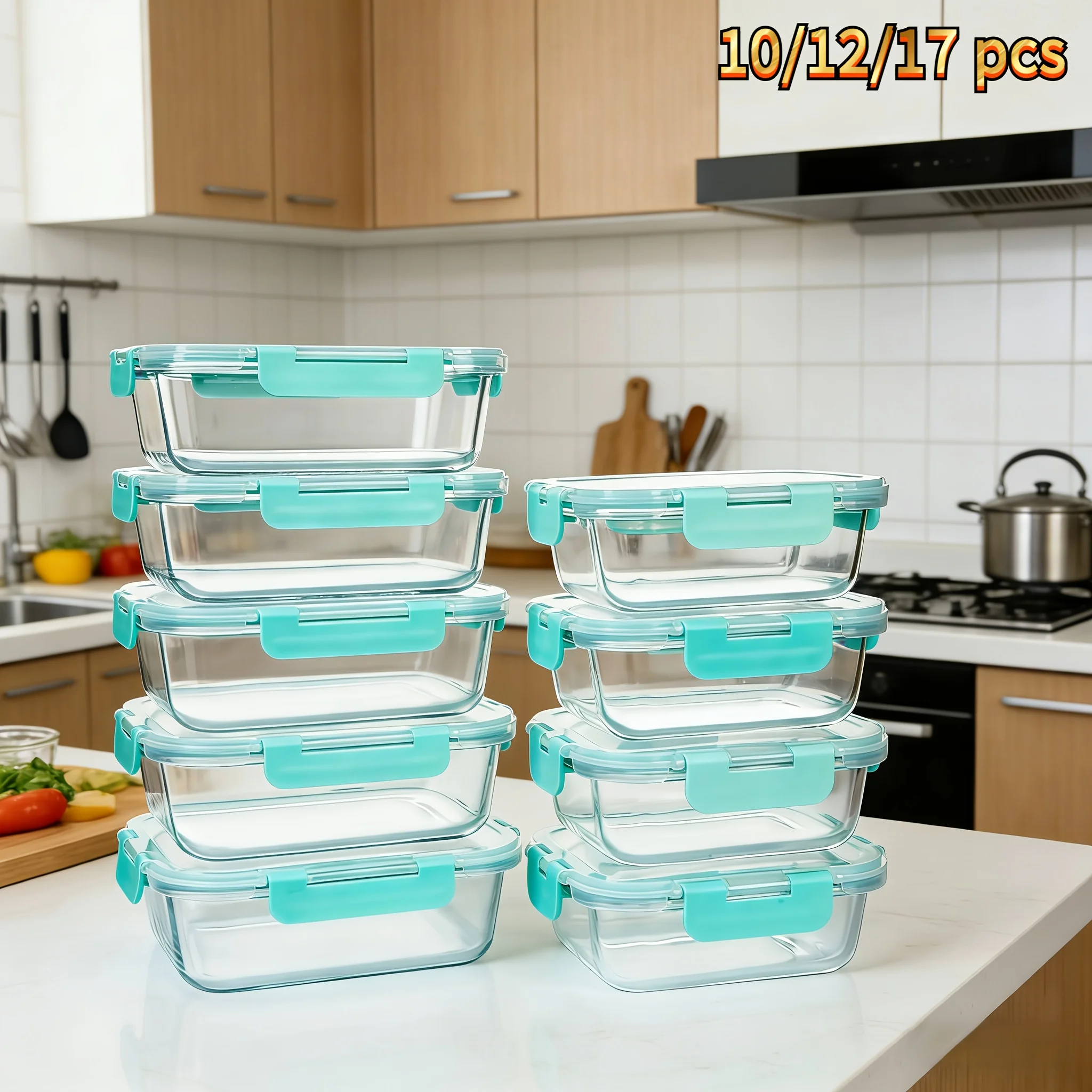 Meal Prep Glass - 10/12/17pcs Borosilicate Glass Food Storage Containers,