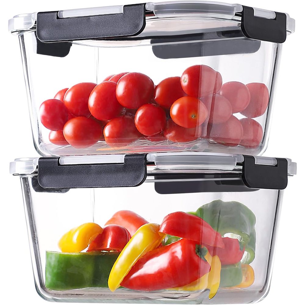Meal Prep Glass - 4-Piece 63oz Glass Food Storage Containers
