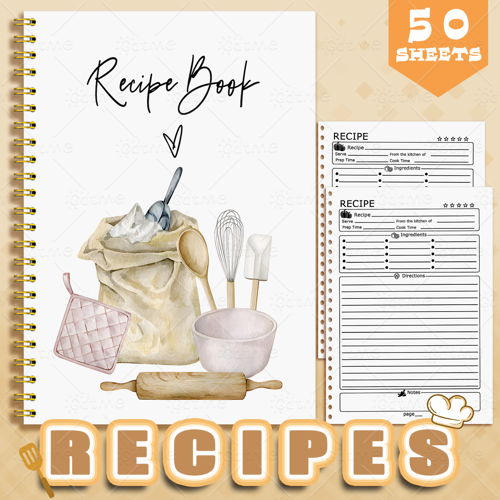 Meal Prep Book - 1 Recipe Notebook A kitchen planner