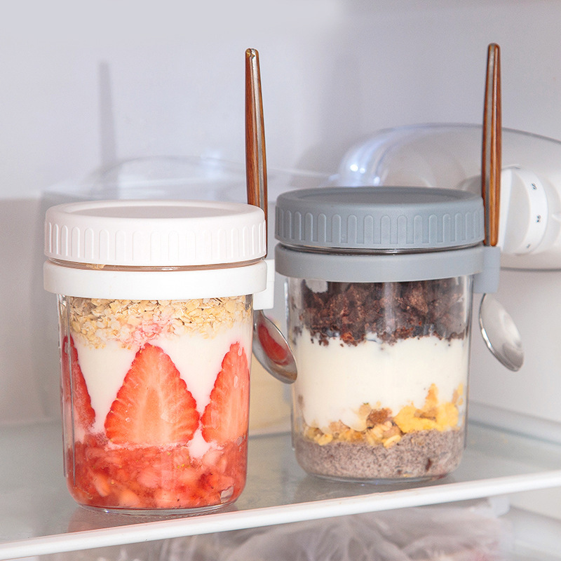 Salad Container Jar - 1pcs Overnight Oats Container Milk Fruit