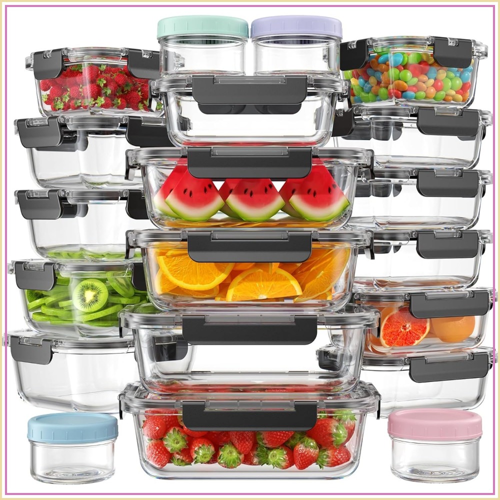 40 PCS Glass Food Storage Cont - đánh giá và giá Meal Prep Glass