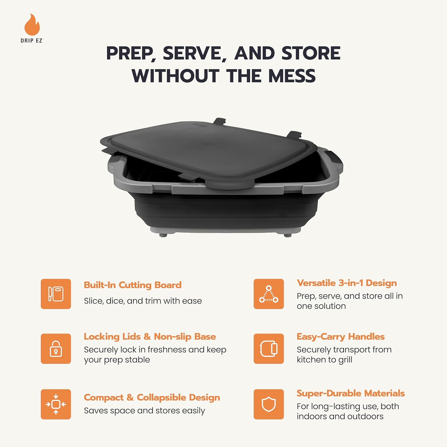 Collapsible BBQ Prep Tub with  - đánh giá và giá Meal Prep Xl