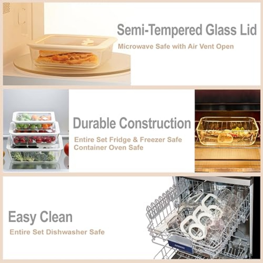 Glass Food Container Set with  - đánh giá và giá Meal Prep Glass