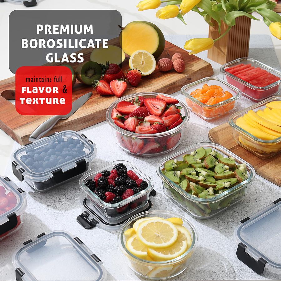 48pc Glass Storage Containers  - đánh giá và giá Meal Prep Glass