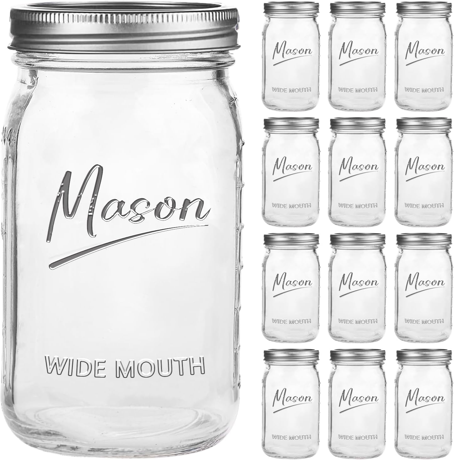 Jars 32 oz,12 Pack Quart Wide  - đánh giá và giá Meal Prep Glass