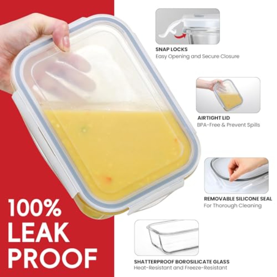 4 Pack 8 Cups/ 63oz Large Glas - đánh giá và giá Meal Prep Glass