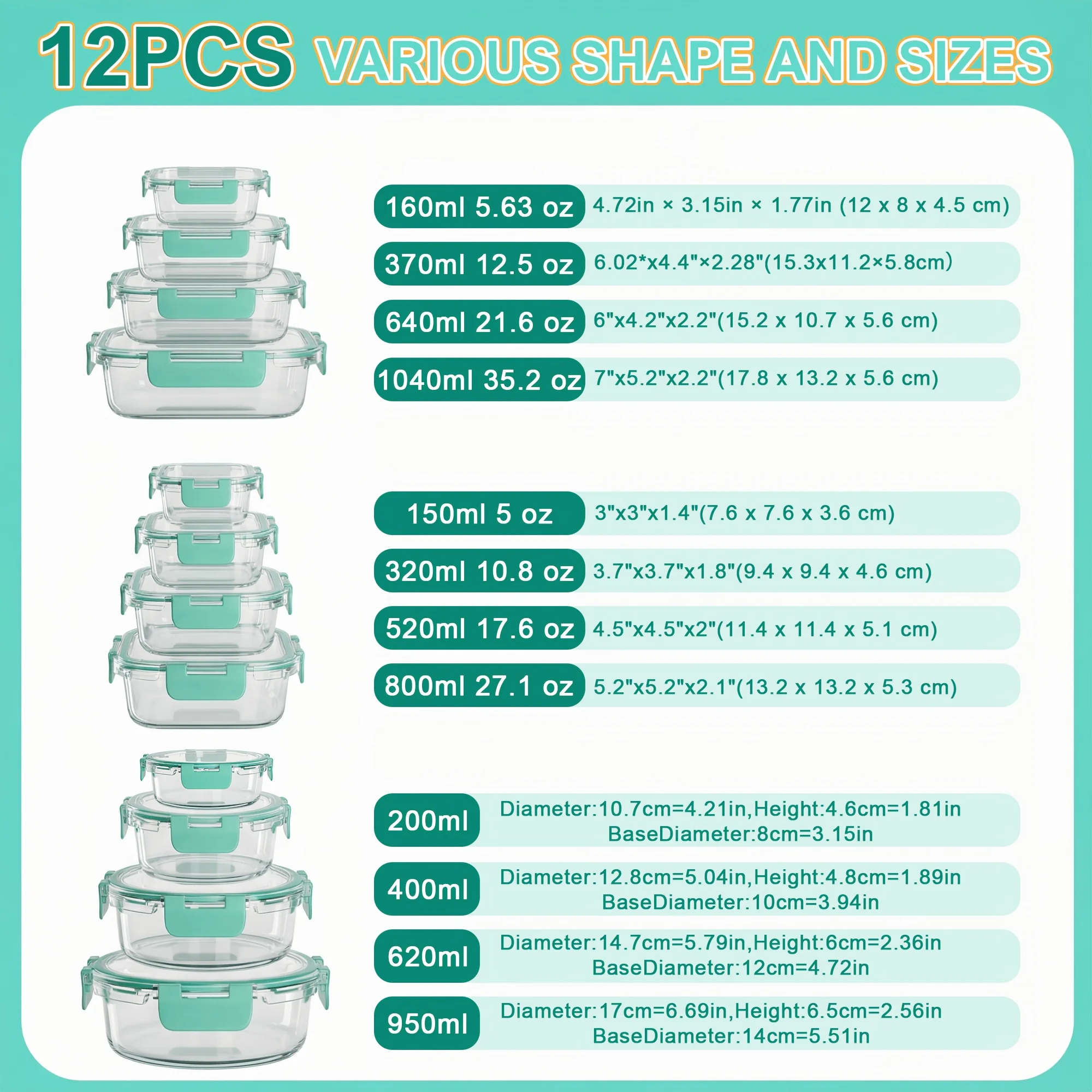 10/12/17pcs Borosilicate Glass - đánh giá và giá Meal Prep Glass