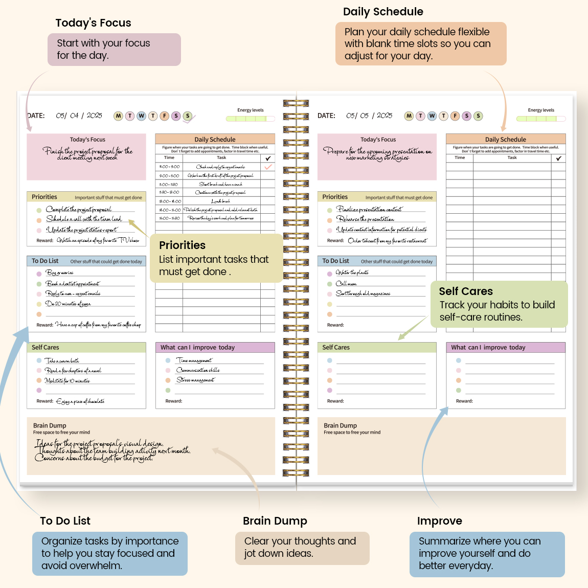 B5 Productivity Planner, Daily - đánh giá và giá Meal Prep Book