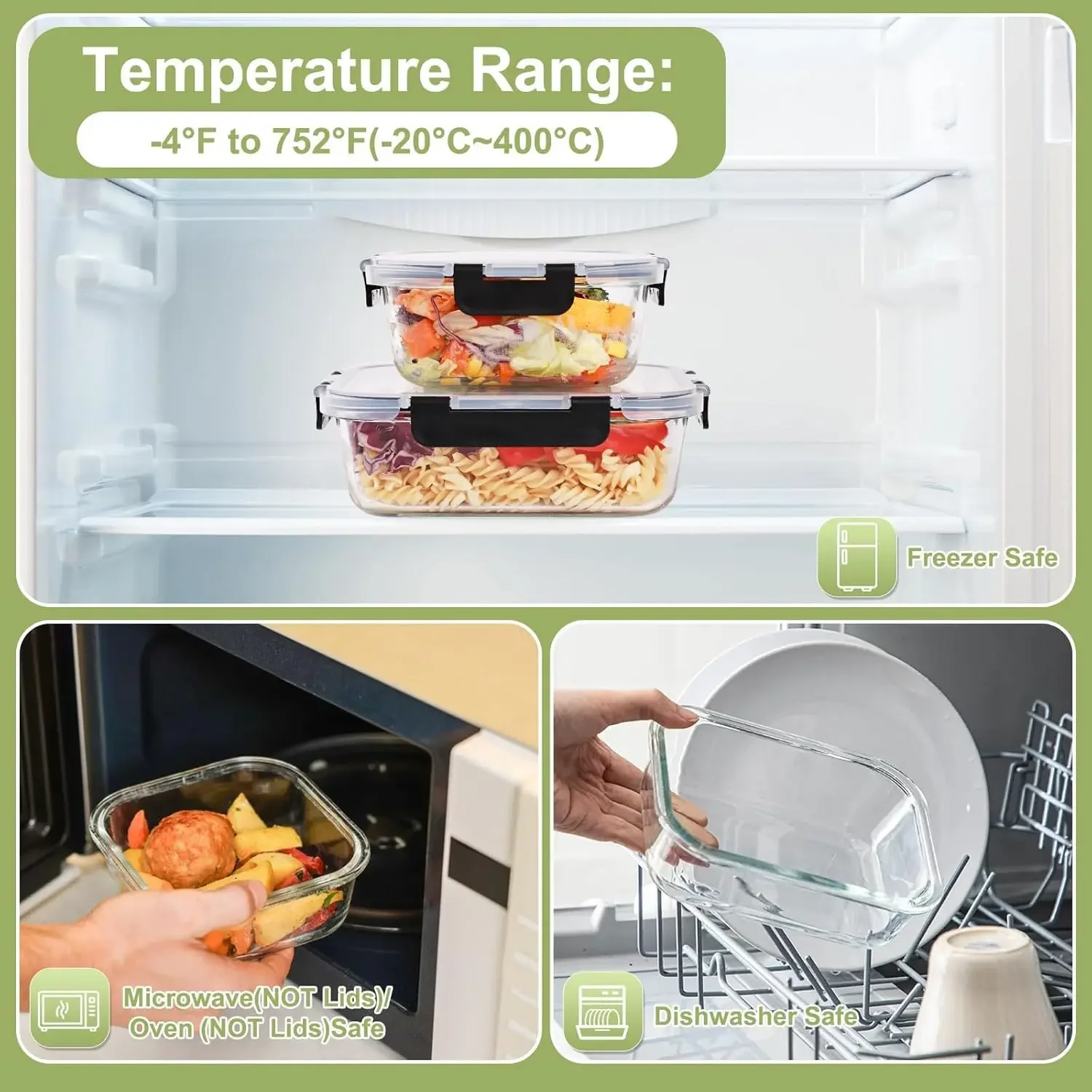 8 Pack Glass Food Storage Cont - đánh giá và giá Meal Prep Glass