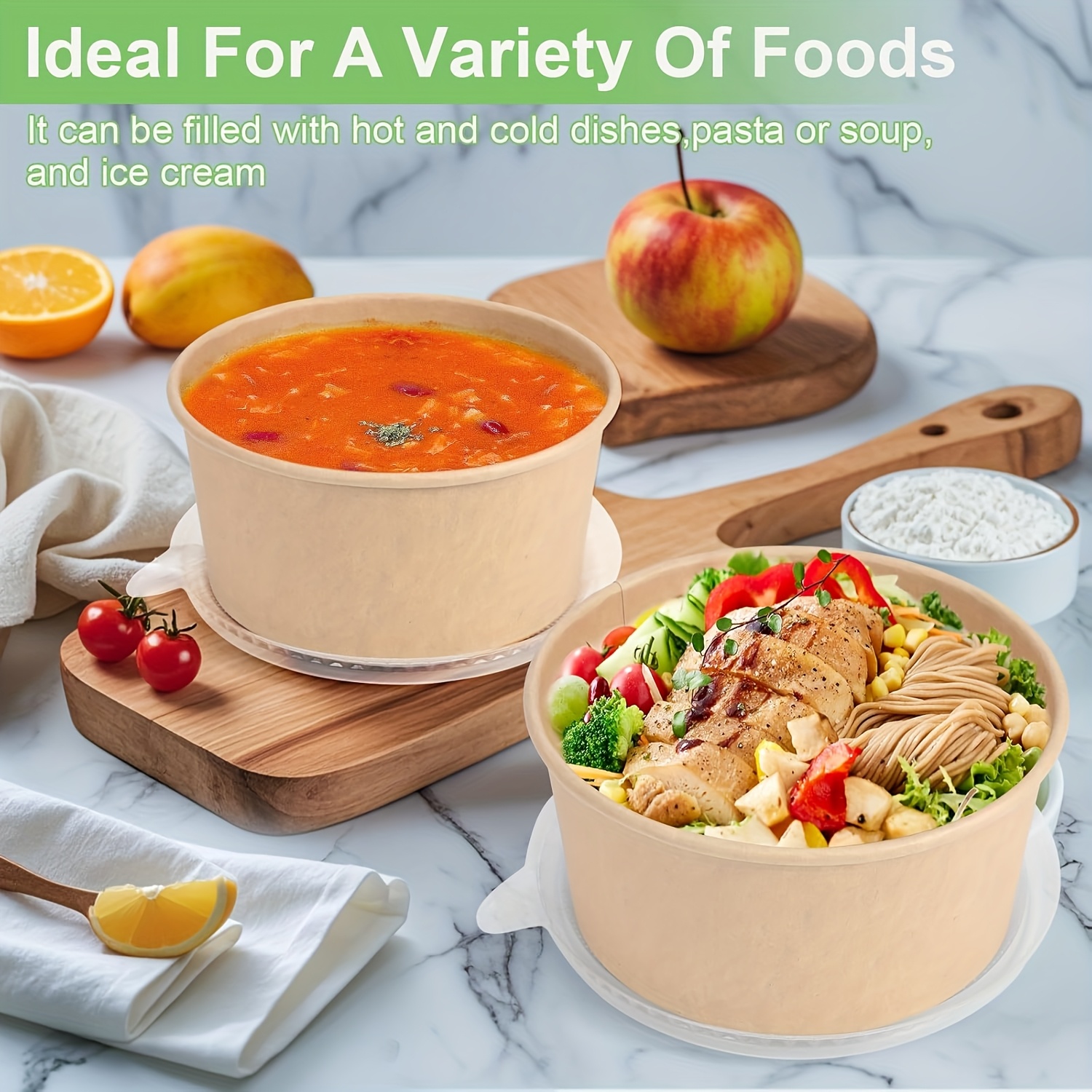 25Oz/750Ml 25/50 Pack Paper Bo - đánh giá và giá Salad Container Jar
