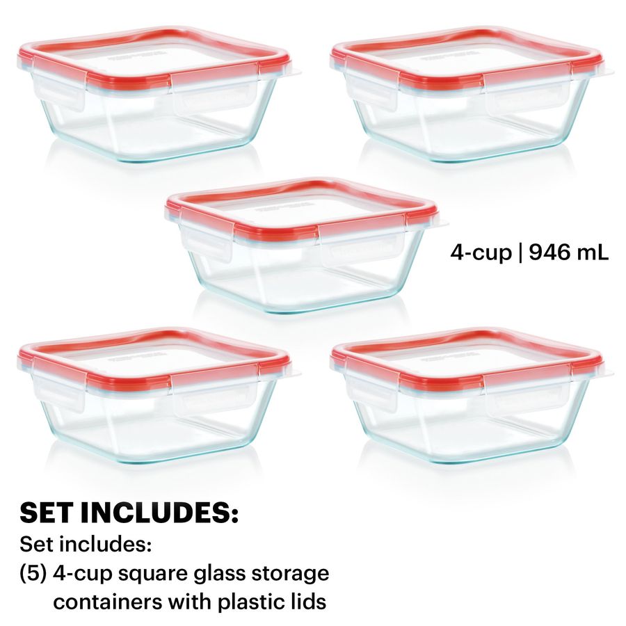 Freshlock 5Pack, 4 Cup Glass F - đánh giá và giá Meal Prep Glass