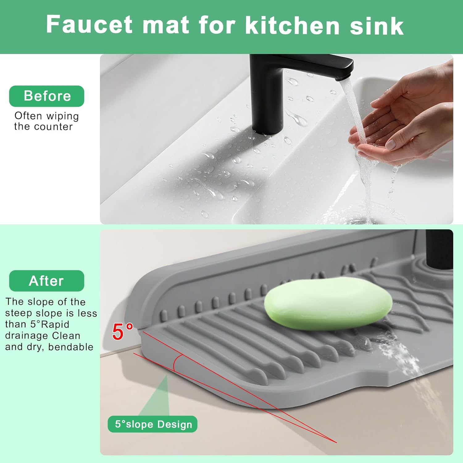 Non-slip silicone kitchen drai - đánh giá và giá Food Prep Mat